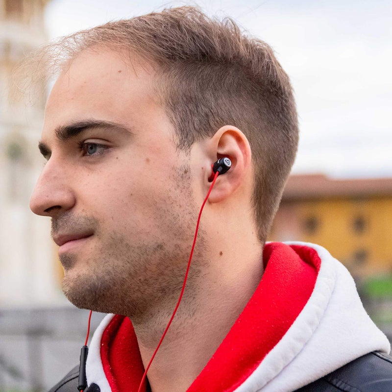 LUDOS Clamor Wired Earbuds in-Ear Headphones, 5 Years Warranty, Earphones with Microphone, Noise Isolating Ear Buds, Memory Foam for iPhone, Samsung, School Students, Kids, Women, Small Ears - Red - Image 5